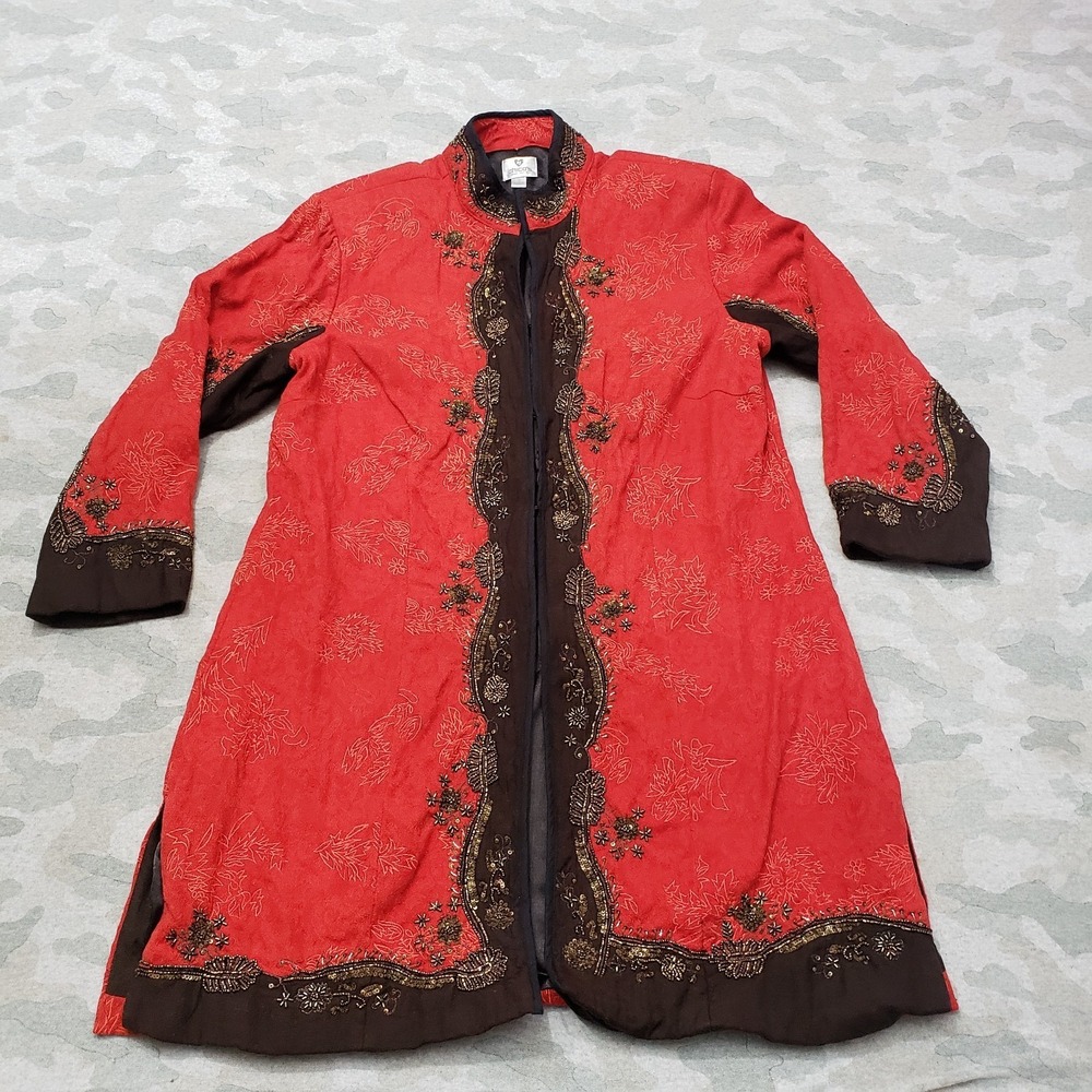 Chico's Cardigan Womens 2 Red Long Sleeve